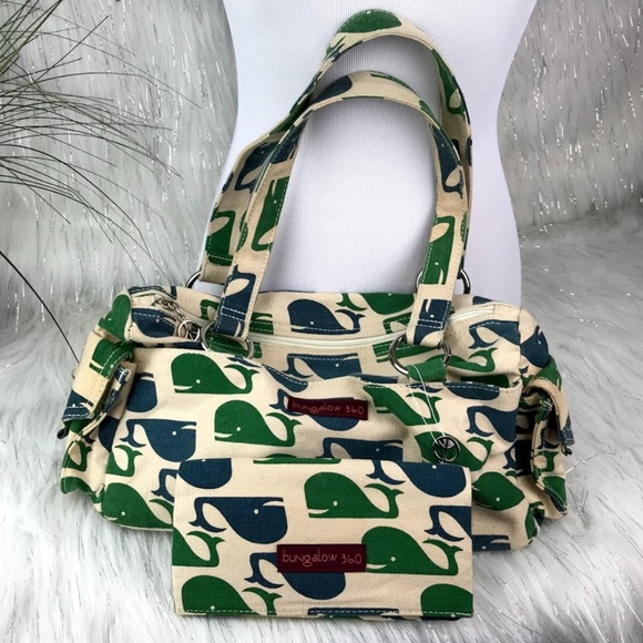 Bungalow 360 Handbags - Bungalow 360 Whale Satchel and Tri fold wallet set